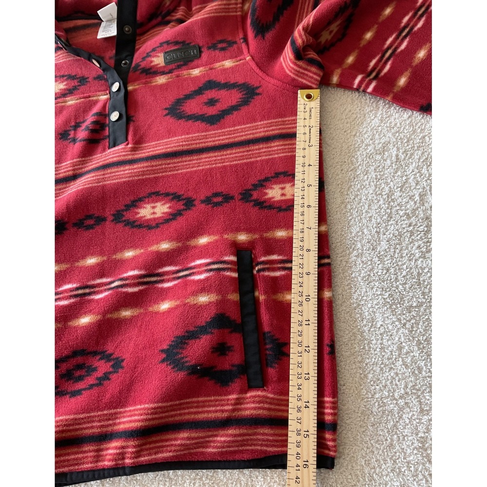 Cinch Red Aztec Southwestern Snap Neck Polar Fleece Pullover Jacket Size M - Picture 9 of 11